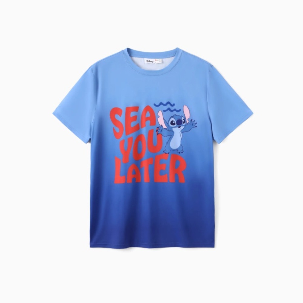 Disney Stitch Gradient Blue Sunproof Men T-shirts (Naia™)